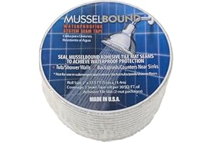 MusselBound® Waterproofing System Seam Tape - 2" x 37.5' Single-Sided Adhesive Tape to Seal The Seams of MusselBound Adhesive Tile Mat