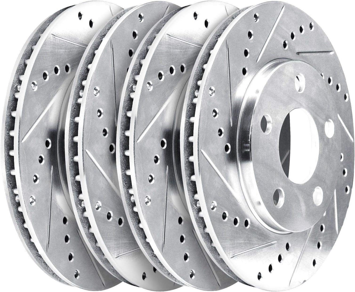 Fits 2011-2014 Volkswagen Tiguan Front Rear HartBrakes Drill Slot Brake Rotors Kit