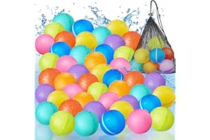 COOLTUNE Reusable Water Balloons, 2024 Upgrade Non-Removable Magnetic Water Balloon for Kids Ages 3-5, 4-8, 8-12, Refillable Self Sealing Water Bombs Splash Balls Summer Outdoor Toys for Boys and Girls-48 Pack