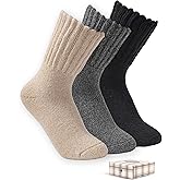 lykicool Womens Wool Boot Socks-Winter Thick Cotton Thermal Crew Socks-Warm Cozy Full Cushioned,3 Pairs (Size 5-11)