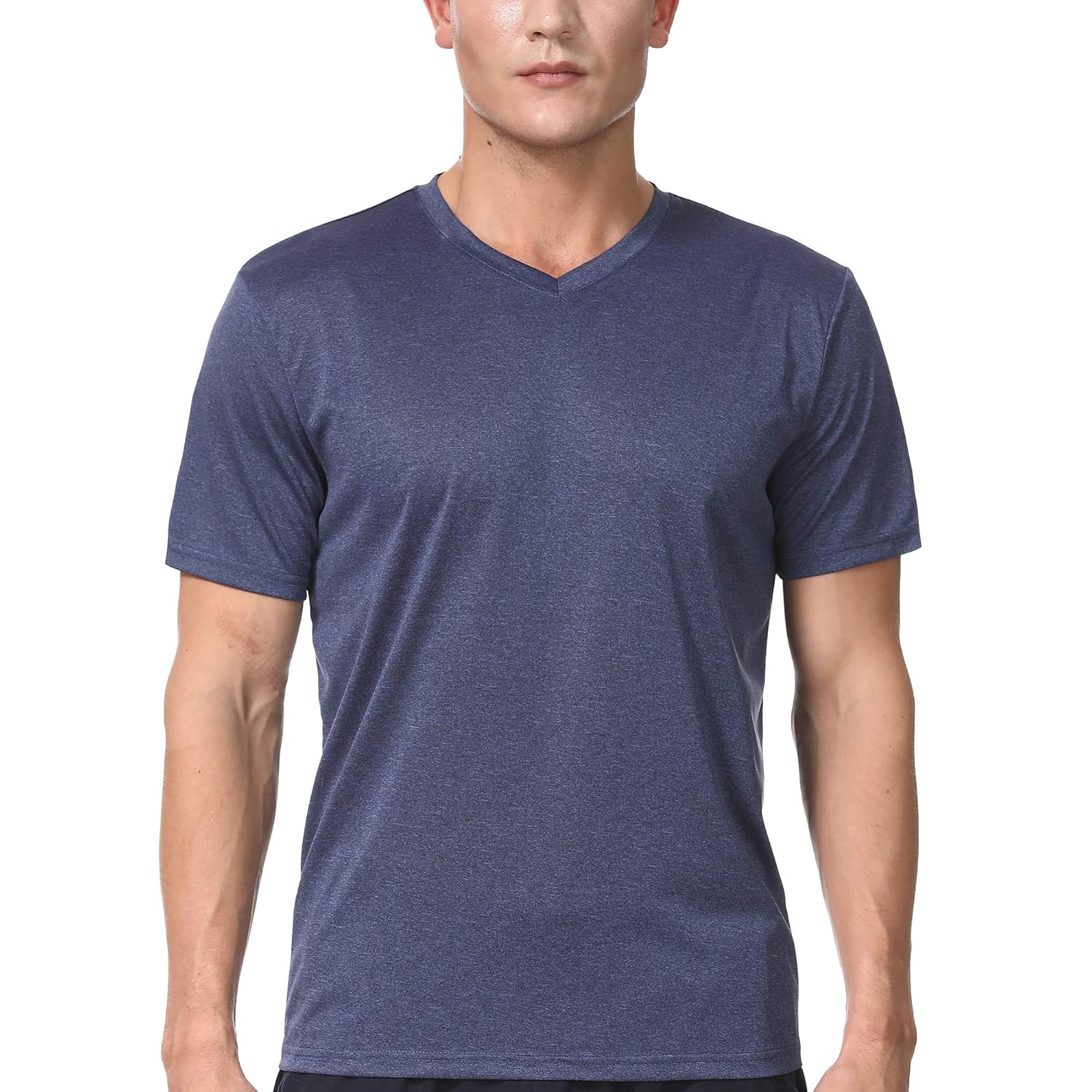 Buy COSSNISS Men's V Neck Running Shirts Short Sleeve Dry Fit Shirts for Athletic Workout 