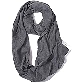 elzama Infinity Loop Solid Color Scarf With Hidden Zipper Pocket For Women - Lightweight Travel Neck Wrap