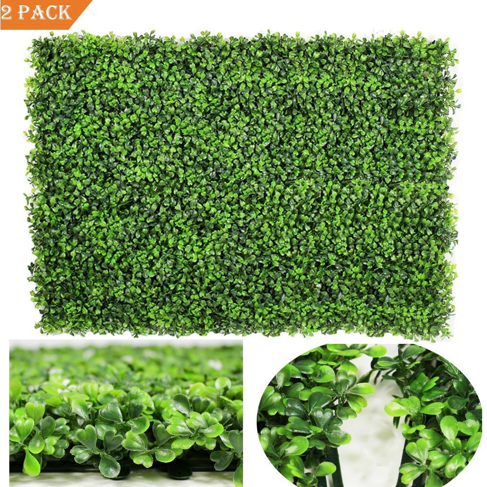 2 Pack Artificial Boxwood Hedge Panels Greenery Privacy Fence Wall