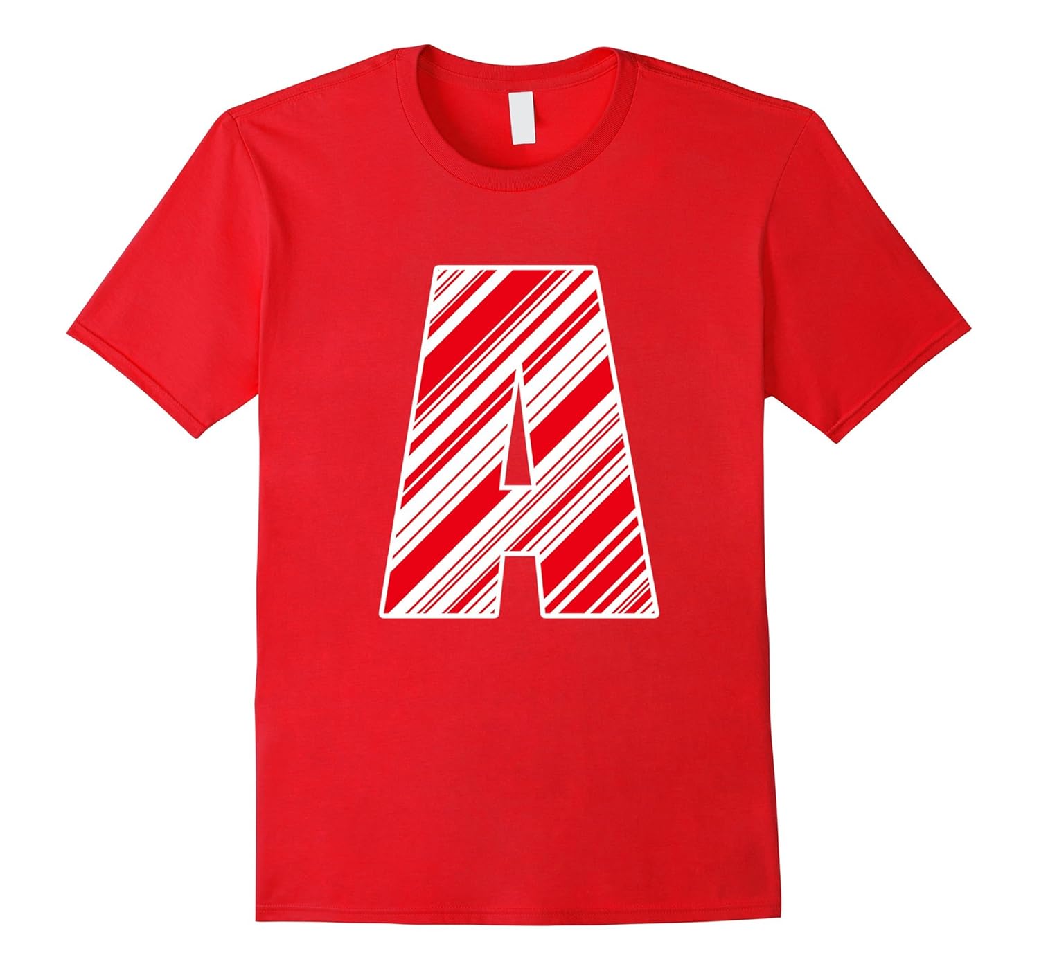 Upper Case A Christmas Candy Cane Alphabet Letter Shirt-ANZ