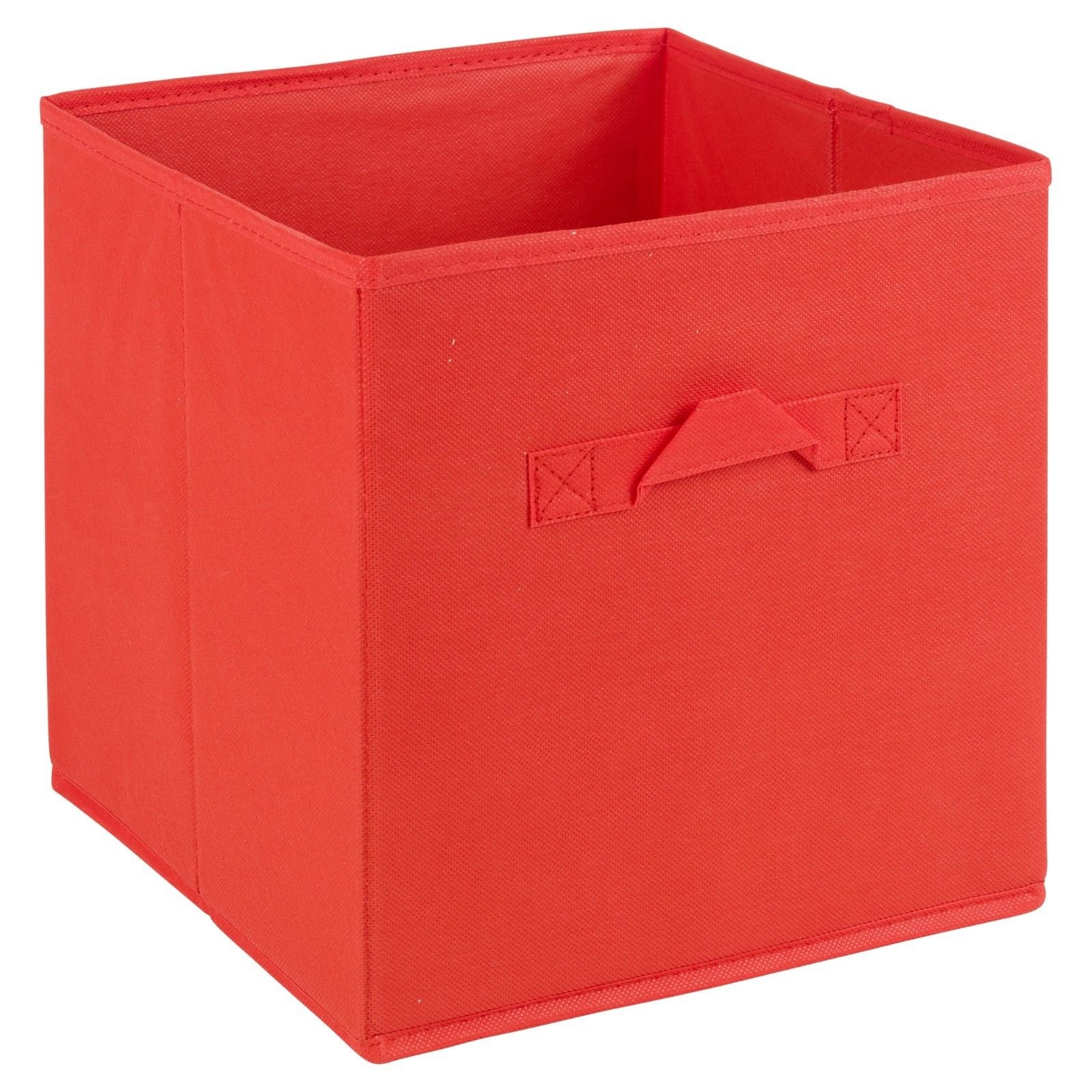URBNLIVING Collapsible Storage Cube Drawer Box with Carry Handles (Red - Large)