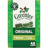 Greenies Veterinarian-Recommended Natural Dental Dog Treats Teenie Size, Original Flavor, 12 oz. Pack, 43 Count