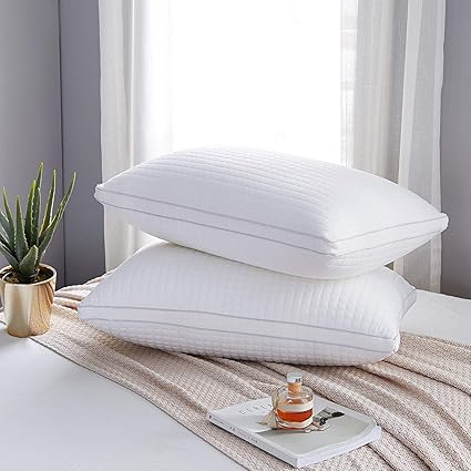 Jollyvogue Pillows For Sleeping 2 Pack Hypoallergenic Adjustable Bed Pillow With Zippered Cover Down Alternative Sleeping Pillows With Plush Fiber