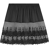 tagunop Women's Mini Lace Slip Skirt Removable Layering Shirt Extender Half Length Undershirt Skirt