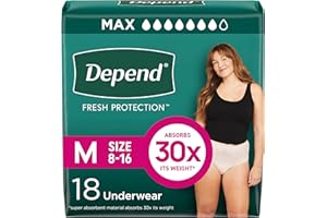 Depend Fresh Protection Adult Incontinence Underwear for Women (Formerly Depend Fit-Flex), Disposable, Maximum, Medium, Blush