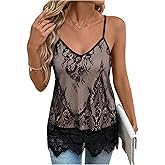 winkbay Women's Floral Lace Deep V Neck Tops Summer Spaghetti Strap Going Out Camisole Top