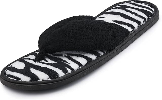 Amazon.com | Extra Soft Memory Foam Thong House Slippers for Women with Cotton Terry Cloth 