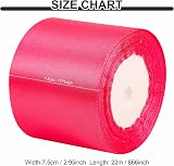 YAAVAAW 22m Baby Pink Satin Ribbon 75mm Thick Gift Wedding Car Decor view 2