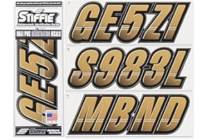 STIFFIE Techtron Tan/Black 3" Boat & PWC Registration Decals • Numbers Letters Stickers