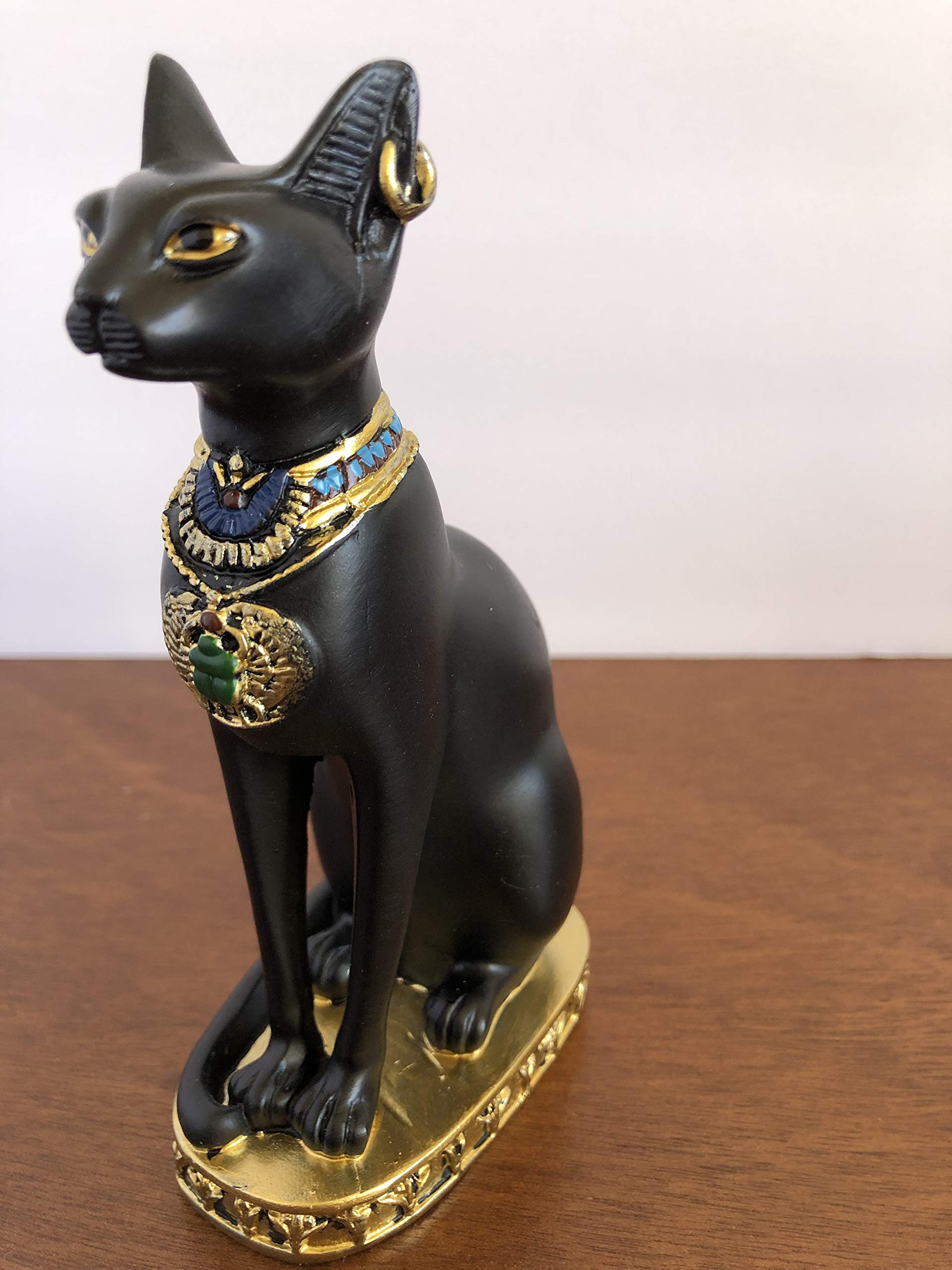 YOUNI - Ancient Egypt Kitty Egyptian Bastet Sculpture Cat Goddess Statue Collectible (Black, 5.5 inches)