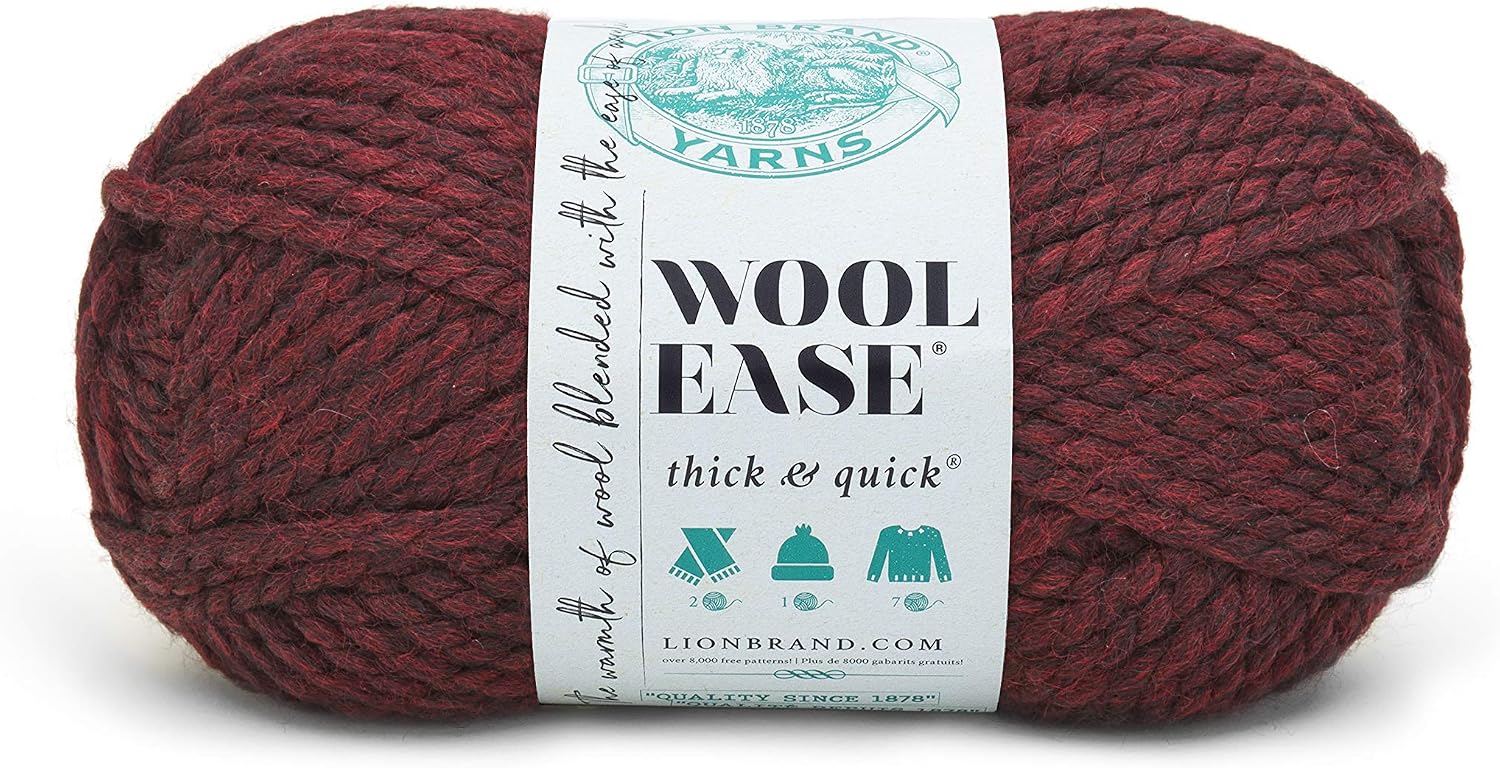 Lion Brand Yarn Company 1-Piece Wool-Ease Thick and Quick, Claret, 1 Pack