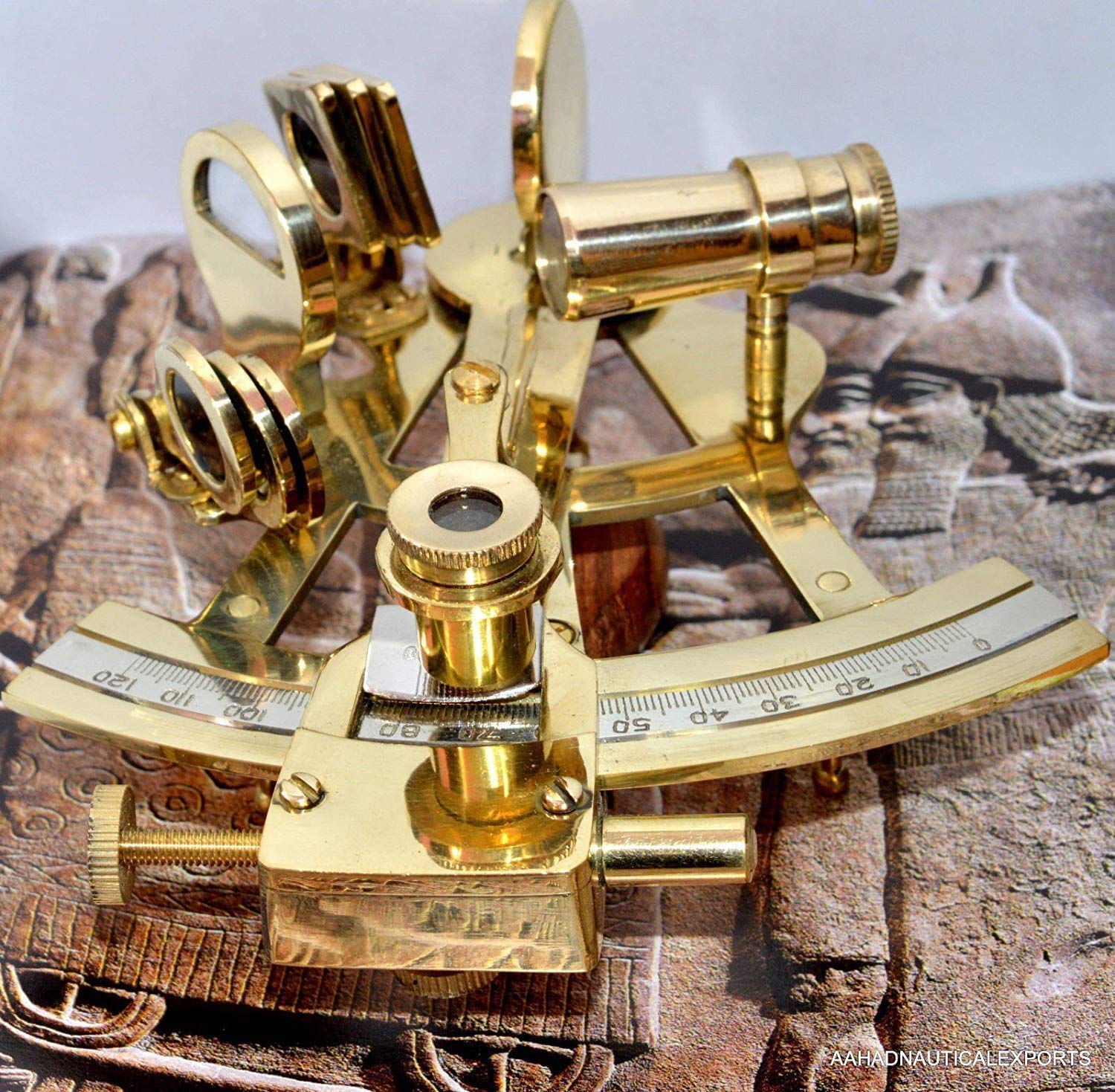 Samara Nautical 4" Solid Brass Sextant Nautical Working Instrument Astrolabe Ships Maritime Gif