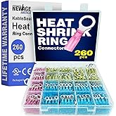 New Age America® 260pcs KableSeal™ Heat Shrink Ring Connector Kit | Ring # 10 - Ring 3/8" | AWG 22-10 | Tinned Copper & Marin