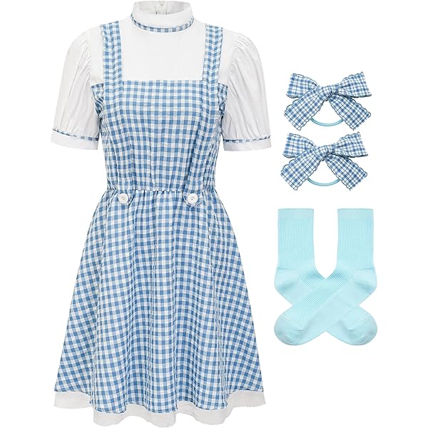 Amazon.com: Aonoapll Women Halloween Dorothy Costume Blue Gingham Short  Dress Fairy Tale Dorothy Cosplay Plaid Print Mini Dress(Dark Blue,Medium):  Clothing, Shoes & Jewelry