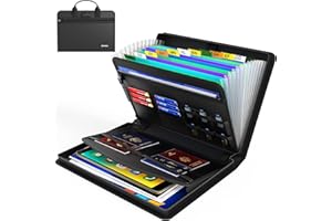 Hontom Fireproof Accordion File Organizer with Lock, 13 Pockets Expanding File Folder with Handle, Portable Business Document Organizer with Secure Storage for Letter A4 Files