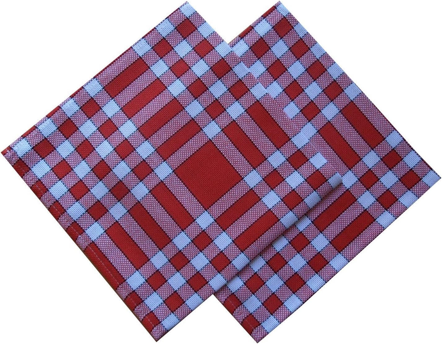 Serviettes De Table Normandes Lingorama - 50x50cm - 100% Coton - Lot De 3 - Rouge Carreaux