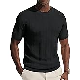 PJ PAUL JONES Mens T-Shirts Crew Neck T Shirts Short Sleeve Knit Shirt Casual Ribbed Top Basic Pullover Tees