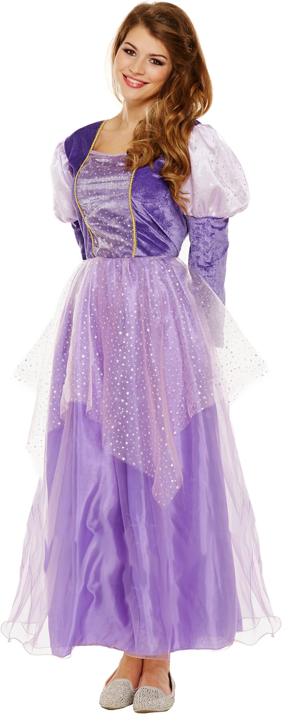 Emmas Wardrobe Purple Princess Dress Costume - Includes long Purple Gown - Women's Fairytale Halloween Costume - Made UK Sizes 8-12 (Women: 8, Purple)