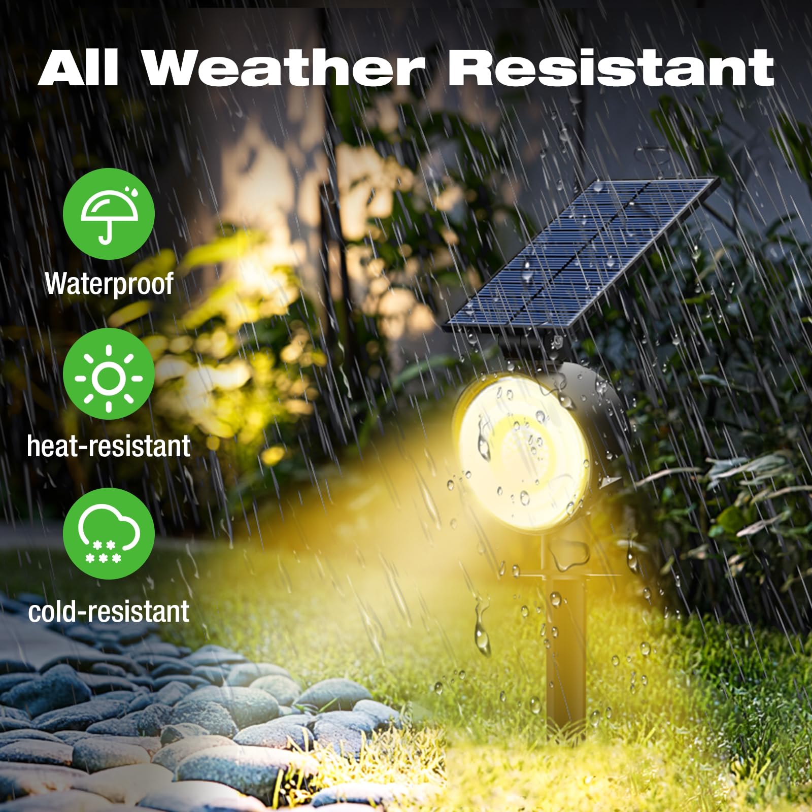 nipify Solarlampen für Außen Garten, 4 Stück 53 LED Solar Strahler Gartenleuchten IP65 Wasserdicht, 3 Helligkeit Warmweiß Solarleuchten Aussenleuchte Wegeleuchte für Draußen Wege Wand Outdoor 3