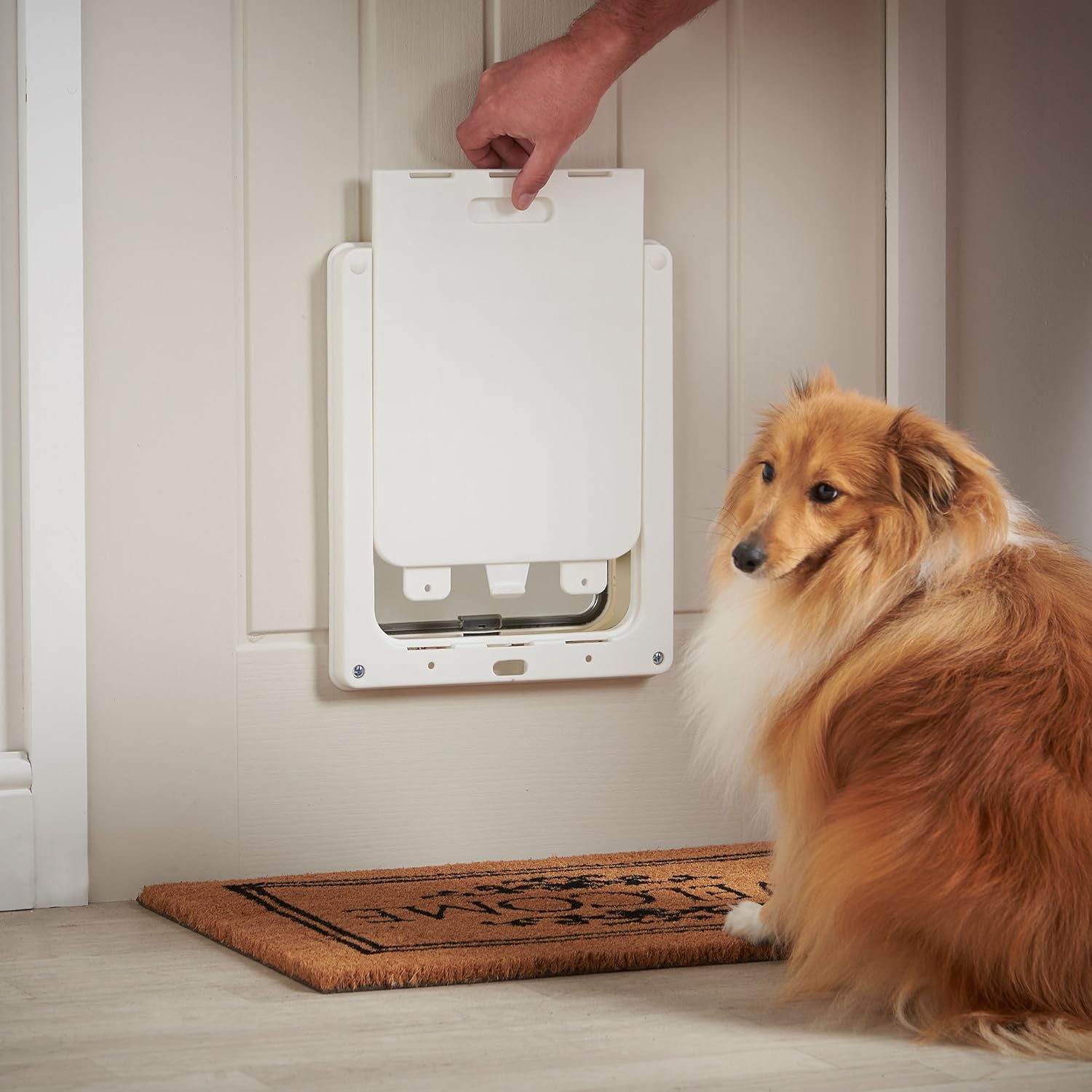 Milo /& Misty 2 Wege Verschließbare Hundetür Haustierklappe Weiß