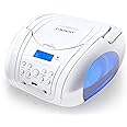 Lauson Woodsound BB22 Small Cd Player with Speakers | Portable Cd Boombox with Aux Input | USB - Mp3 | Headphone Jack | LED L