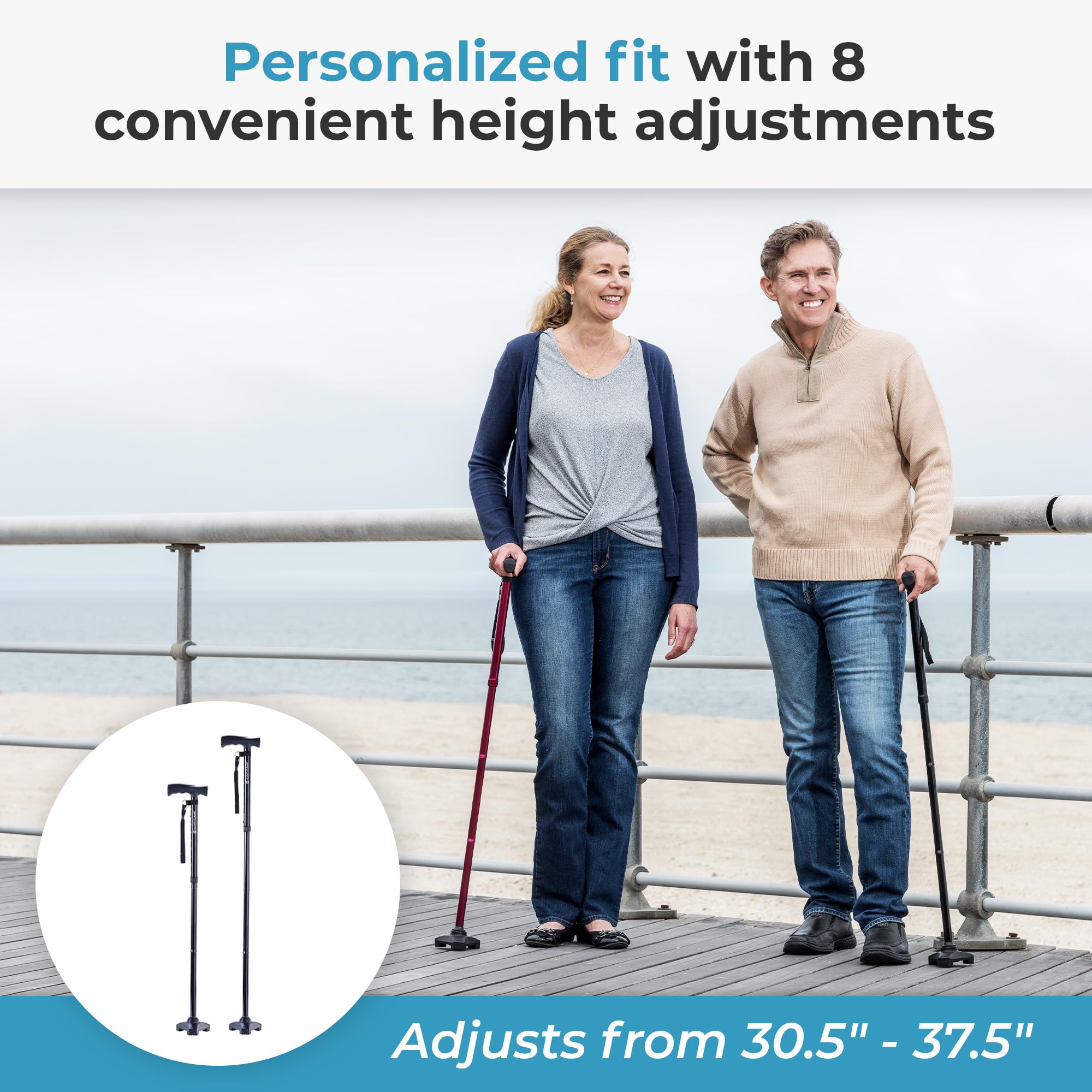 HurryCane Freedom Edition Foldable Walking Cane with T Handle