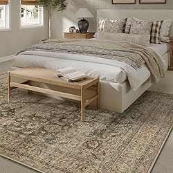 WondRg 9x12 Green Vintage Area Rug for Living Room