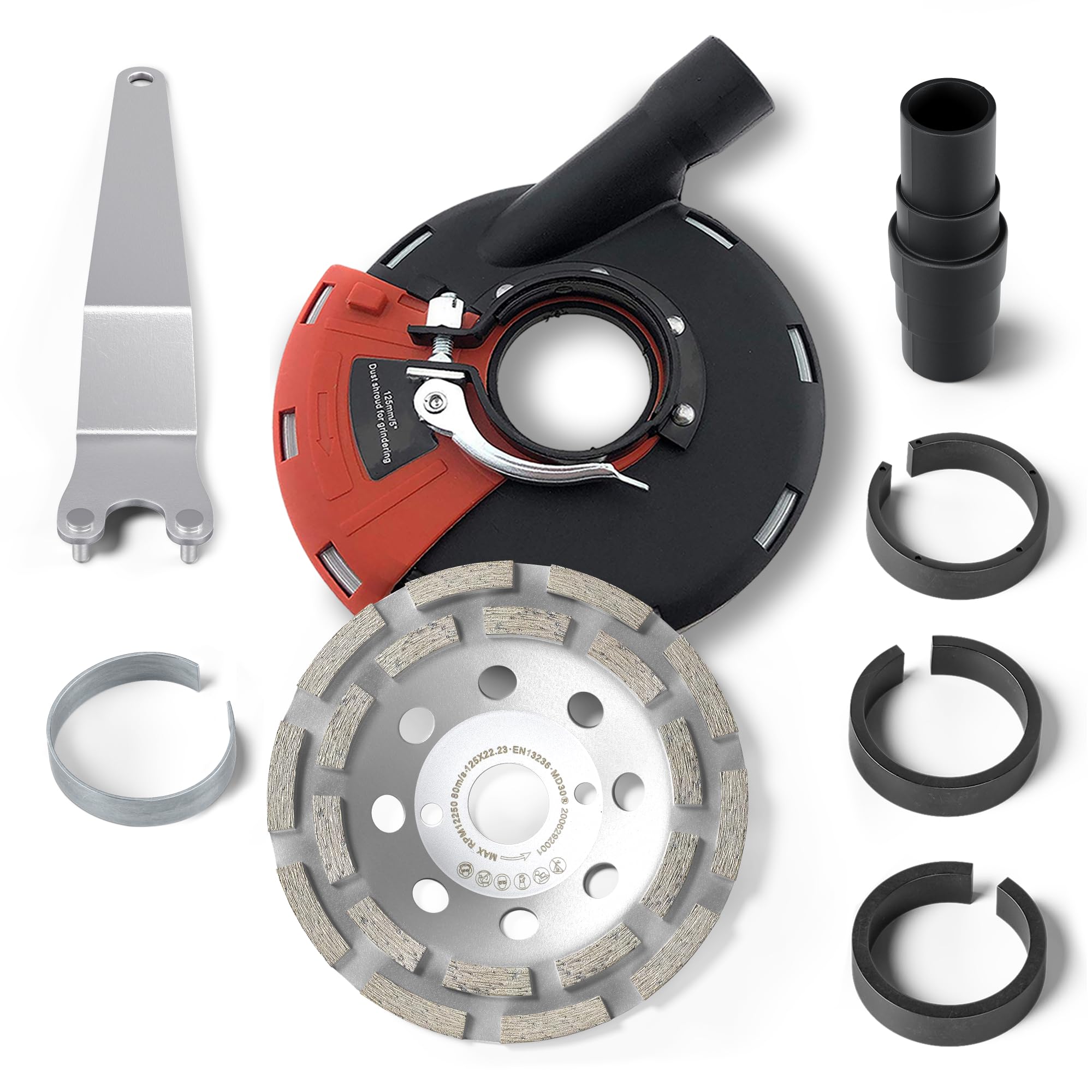 PRODIAMANT Suction Bonnet Set with Brushes for Angle Grinders Including 125mm 5 inch Diamond Cup Wheel