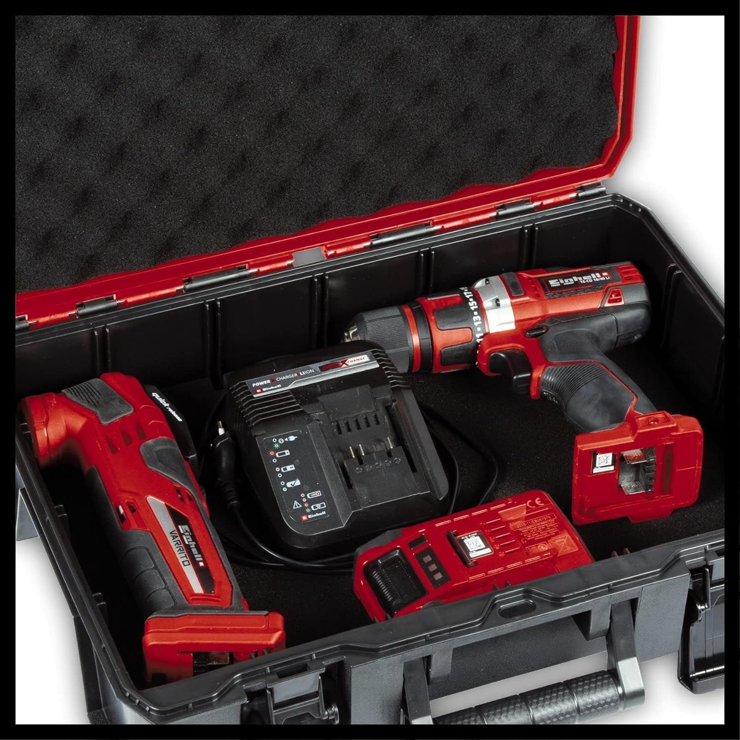 Einhell Systemkoffer E-Case S-F (für universelle Aufbewahrung von Werkzeug, 44x32x13 cm Außenmaße, max. 25 kg Beladung, spritzwassergeschützt, stapelbar, inkl. 9 Kunststofffächer) 8