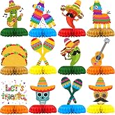 12 PCS Mexican Fiesta Honeycomb Centerpieces, Cinco de Mayo Party Decor