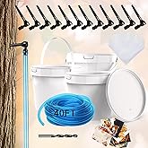6 Sets Maple Syrup Tree Tapping Kit with 6 Buckets and Lid | 12 Maple Sap Taps, 1 Food Grade 40ft Tubing, 5 Filters, Maple Birch Walnut Sugaring Starter Supplies Collection Gift
