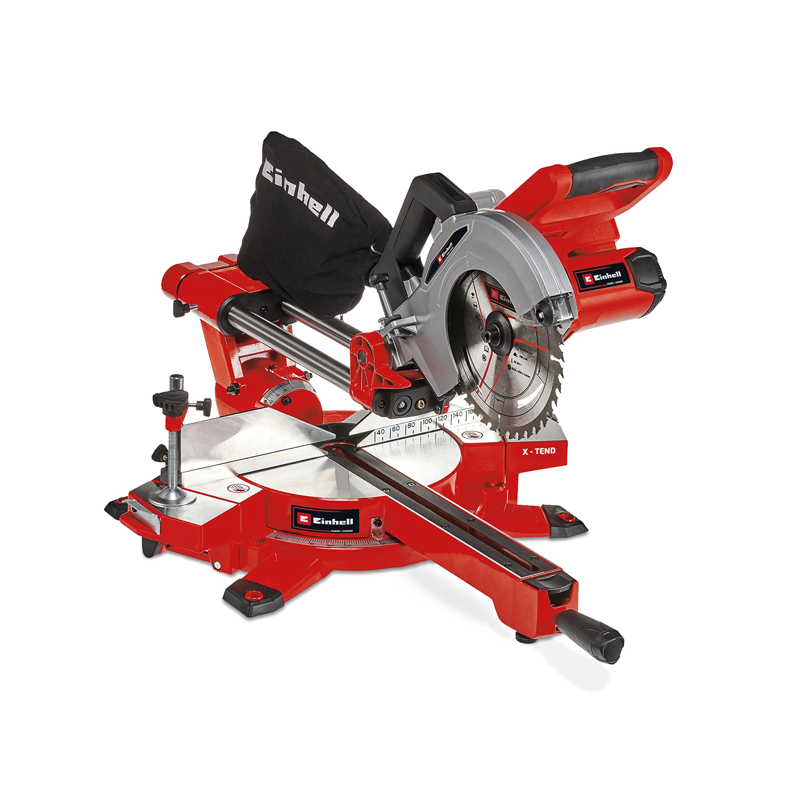 Einhell Cordless Sliding Mitre Saw 36V Power X-Change, 310mm Drag, LED, Dust Extraction, 45° Mitre, +/-47° Bevel, Single Bevel Circular Saw, Without Battery TE-SM 36/210 Li