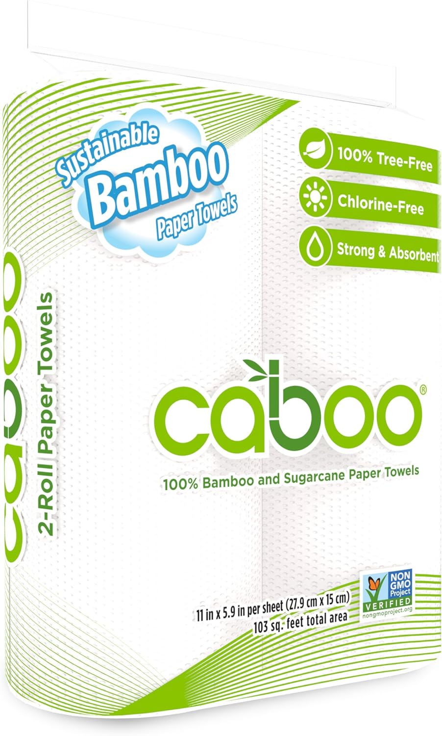 Caboo Tree Free Bamboo Paper Towels, 2 Rolls, Earth Friendly