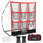 9 Hole Pitching Net for Baseball and Softball | Pitcher Training Net with Strike Zone Indoor Outdoor for Teens, Adults, Portable Pitching Training Equipment with Carry Bag