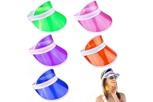 MazArinGyx 5-Pack Colorful Plastic Visor Hat, Clear Sun Visor for Golf Tennis Beach Casino Bingo & Outdoor Activities,Bulk Vi