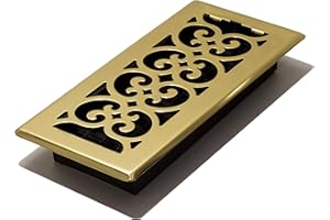 Decor Grates SPH410 Floor Register, 4x10, Polished Brass Finish