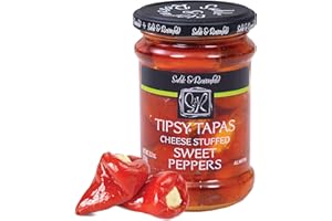 Sable & Rosenfeld Tipsy Tapas Cheese Stuffed Sweet Peppers in a Jar 8.8 oz (Pack of 1), Hand-Stuffed with Cream Cheese, Gluten-Free Gourmet Appetizer