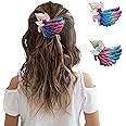 Summer Crystal 2Pcs Rainbow Gradient Glitter Unicorn Hair Clips For Girls - Stylish Hair Accessory for Birthdays, Daily Wear, Holidays, and Parties (2Pcs Laser)