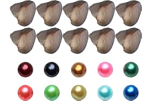 JNMM Freshwater Pearl Oyster Cultured Love Wish Round Pearls Various 10 Shining Meaningful Color, Oysters with Pearls Inside (6-8mm, 10 PCs/lot)