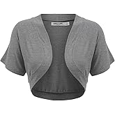 Lock and Love Women's Versatile Open Front Lightweight Short Sleeve Bolero Shrug