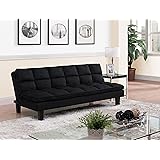DHP Allegra Pillow-Top Cushion Futon Couch with Upholstered Microfiber - Black