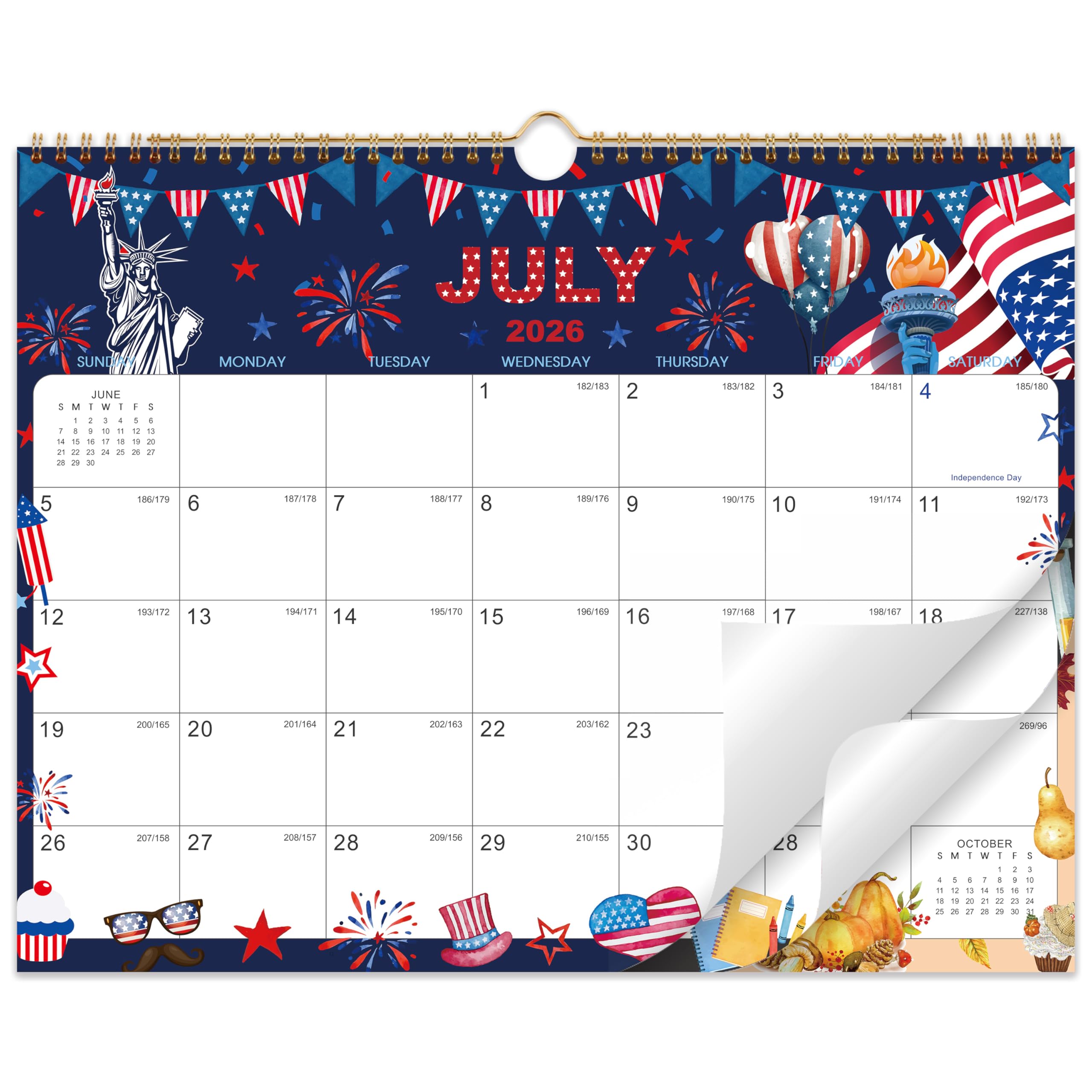 Photo 1 of 2026-2027 Wall Calendar - Large Calendar 2026-2027 Wall, 15" x 12", Jul. 2026 - Dec. 2027, 18-Month Calendar Wall with Hanging Hook, Perfect Wall Calendar for Organizing - 12 Different Themes