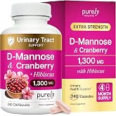 D Mannose with Cranberry, Drug-Free Urinary Tract Health Support, 240 Ct | Evidence-Based DMannose 1300mg for Urinary &amp; Bladder Health for Women, D Mannose Supplements for Women &amp; Men, 4 Month Supply