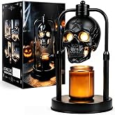 Esup Skull Candle Warmer Lamp with Timer, Year-Round Gothic Decor | for Dark Aesthetic Lovers, Halloween Enthusiasts Home Ambiance Halloween Season Decorating , Adjustable Brightness