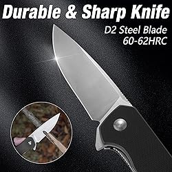 FLISSA Pocket Knife, Folding Tactical Knife with