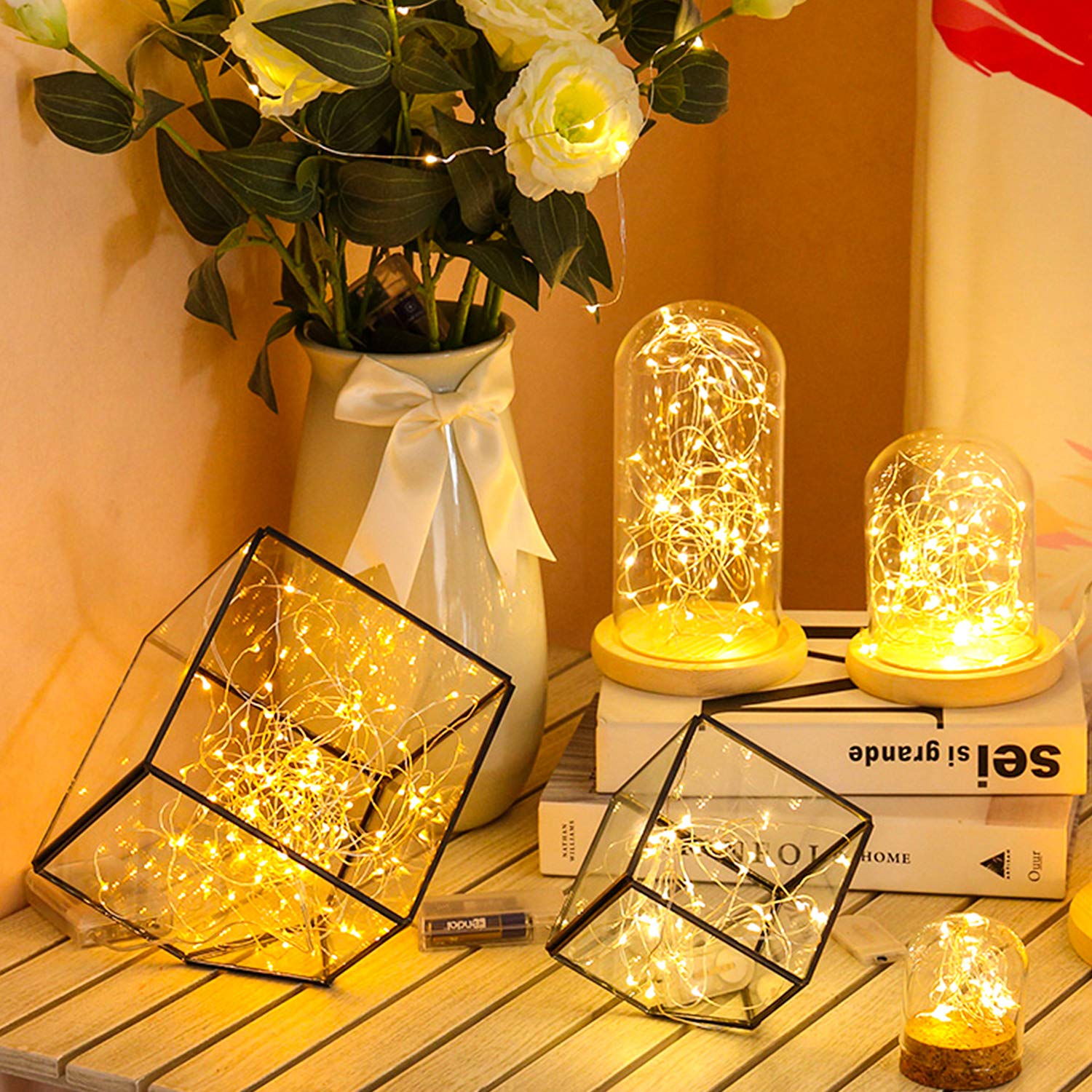 66ft 200 LED Fairy String Lights with UL588 USB Adapter for Bedroom Decor Christmas Patio Halloween Thanksgiving (Warm White)